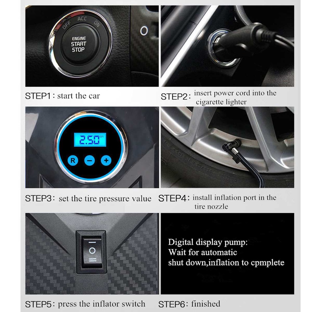 Portable Car Tire Air Pumps/Intelligent Electric Air Compressor Tire Inflator Digital/Dial Display