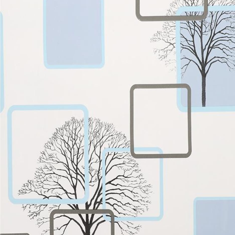 MURAH Stiker Dinding Pohon Square 3D Biru Wallpaper dinding / wallpaper sticker