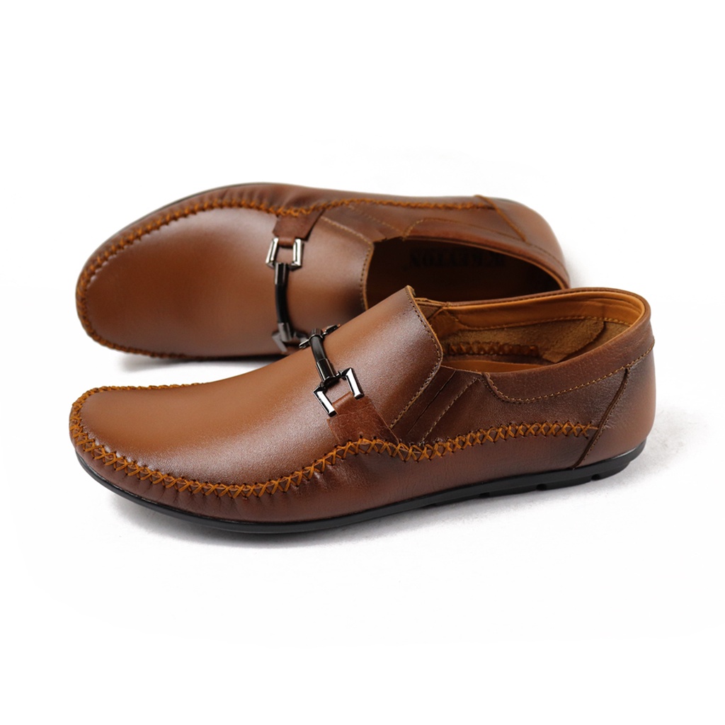 Sepatu Pria Kasual Slip On Pantofel Loafer Kulit Asli KEYTON JLS962 Original