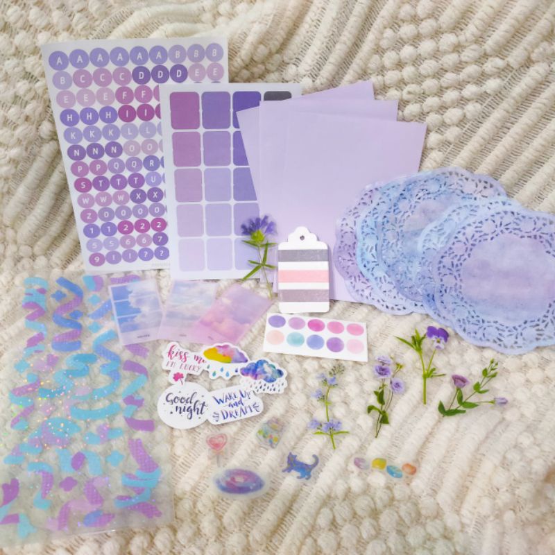 [MOIRA] PURPLE Journaling Kit ( untuk Scrapbook , Fankit , Diary, Gift, Journal)