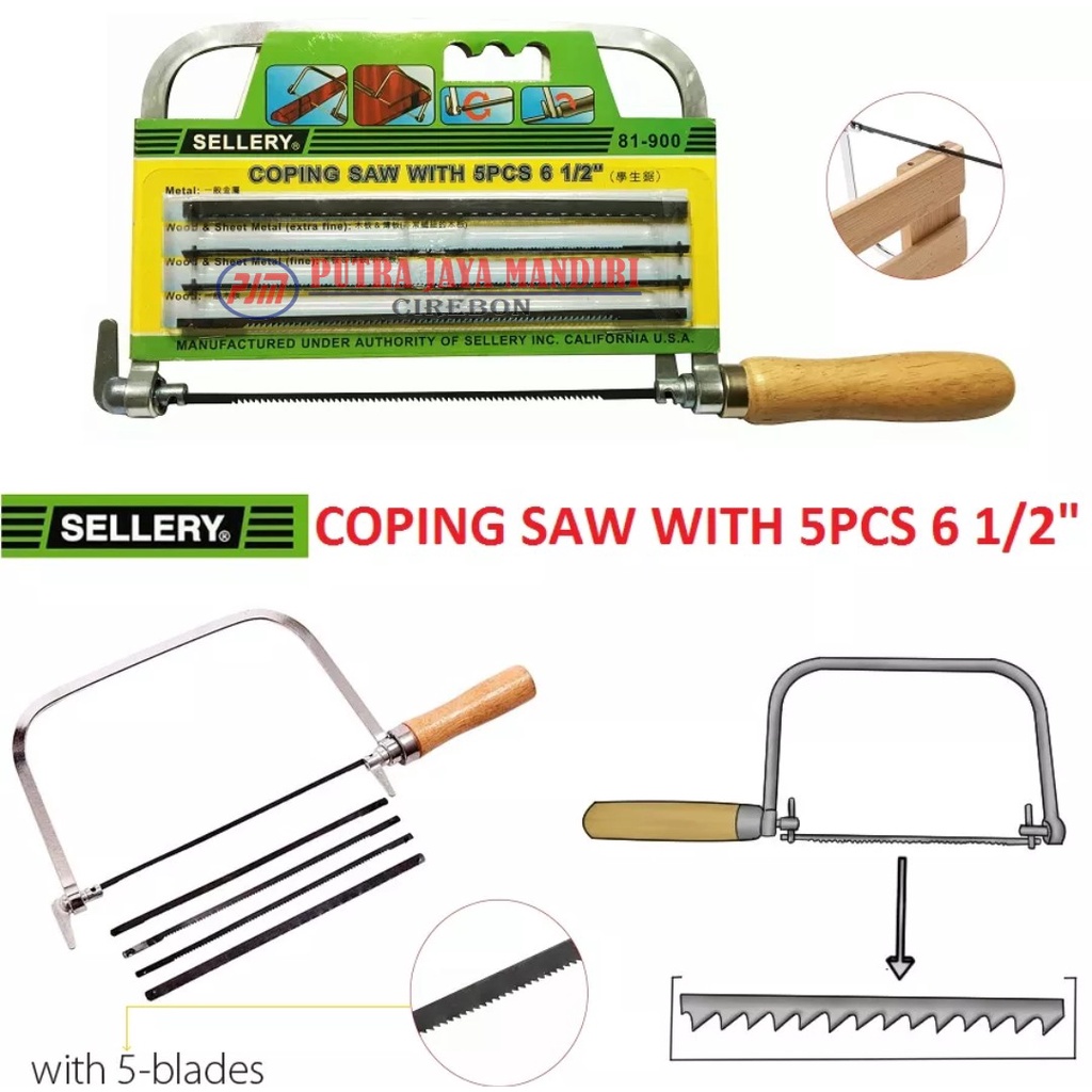 Sellery Gergaji Ukir Triplek 5 Pc 1/2&quot;  / Alat Gergaji Pemotong Triplek Manual 5 Pc 1/2&quot; / Coping Saw 5 pc 1/2