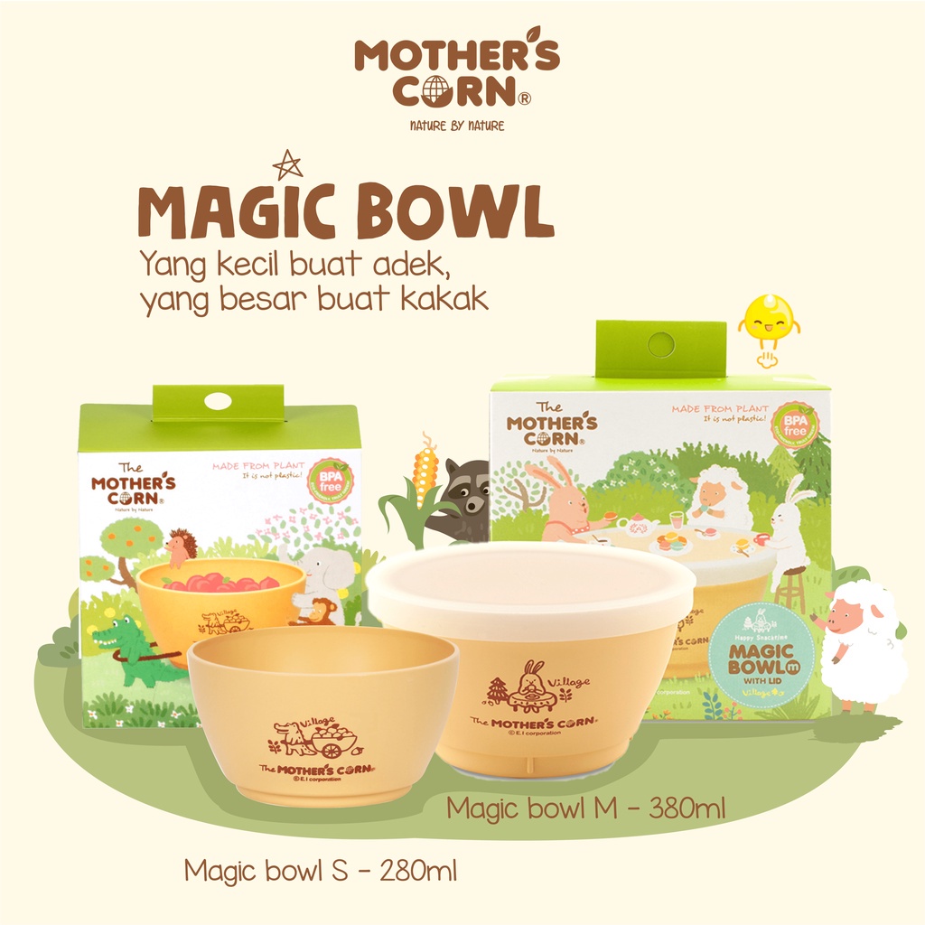 Castle - Mothers Corn Magic Bowl Ukuran M With Lid - Mangkok MPasi Bayi with Penutup - Mangkok Sup + Tutup