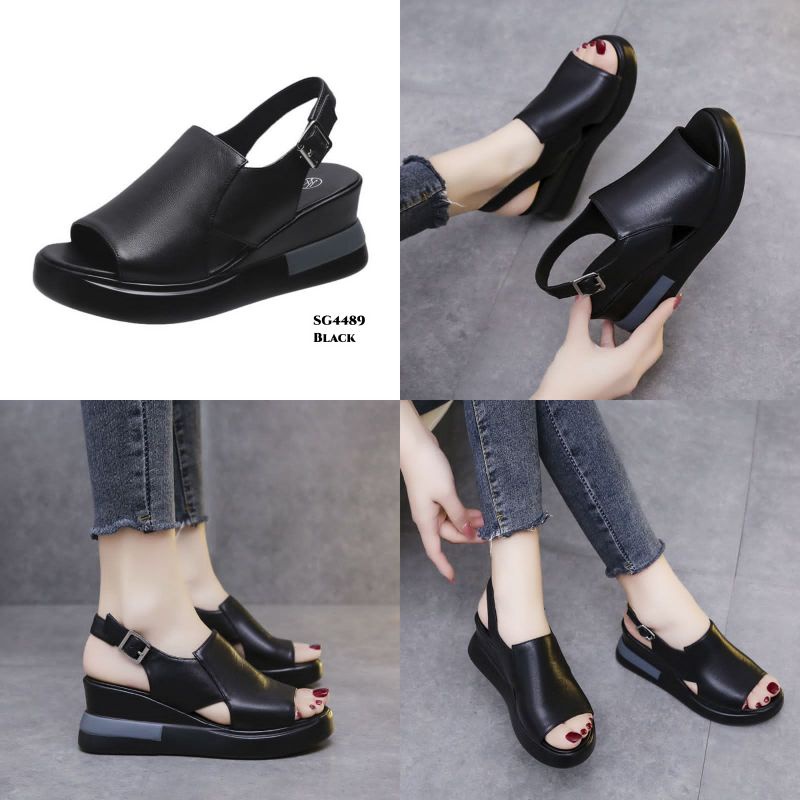 WYN  SANDAL WEDGES STRAP LEATHER KOREA STYLISH SG4489