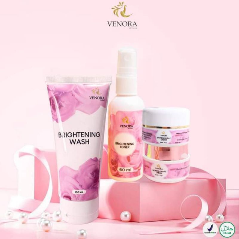 TERLARIS VENORA BEAUTY SKINCARE PAKET BRIGHTENING DAN ACNE MENCERAHKAN BIKIN GLOWING MENGHILANGKAN N