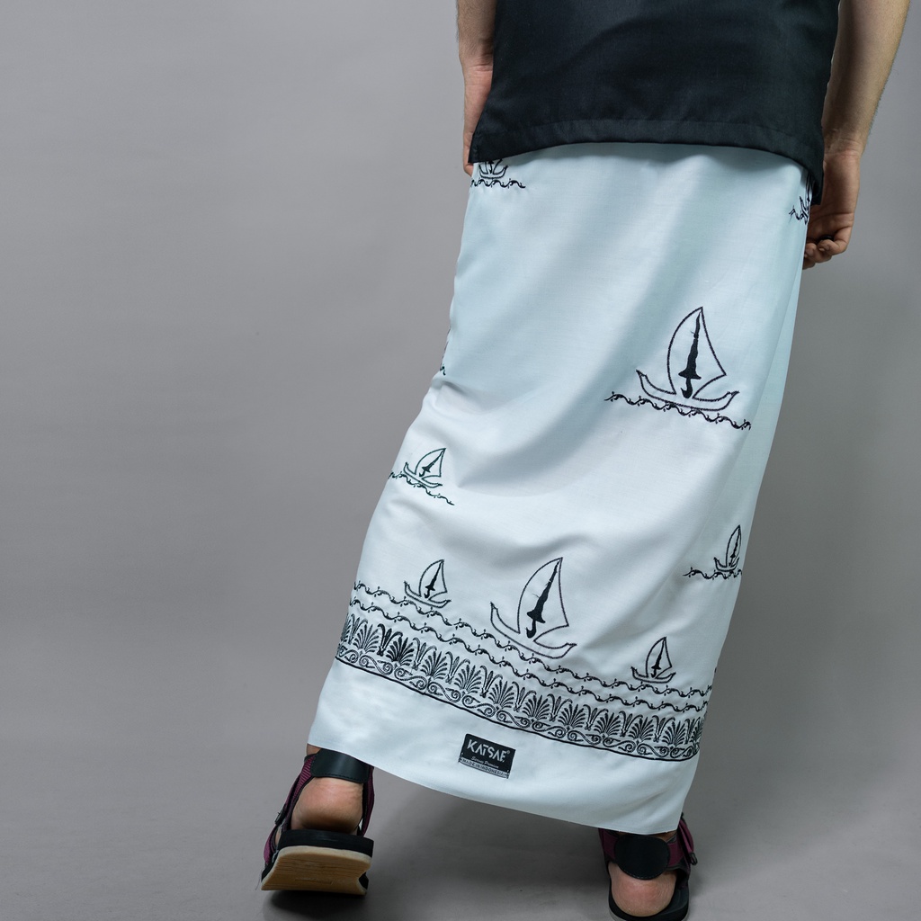 Katsae - Sarung Bordir Motif Riau Bordir Timbul Sarung Putih Sholat
