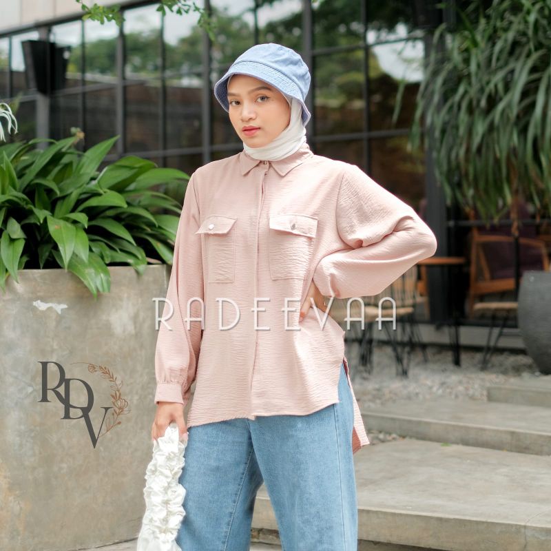 KEMEJA BASIC MOLLY CRINKLE SHIRT POCKET OVERSIZE