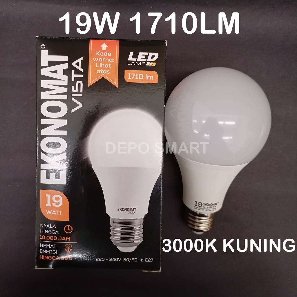 LAMPU LED EKONOMAT VISTA 19W 1710LM 3000K KUNING / MURAH HEMAT EKONOMIS