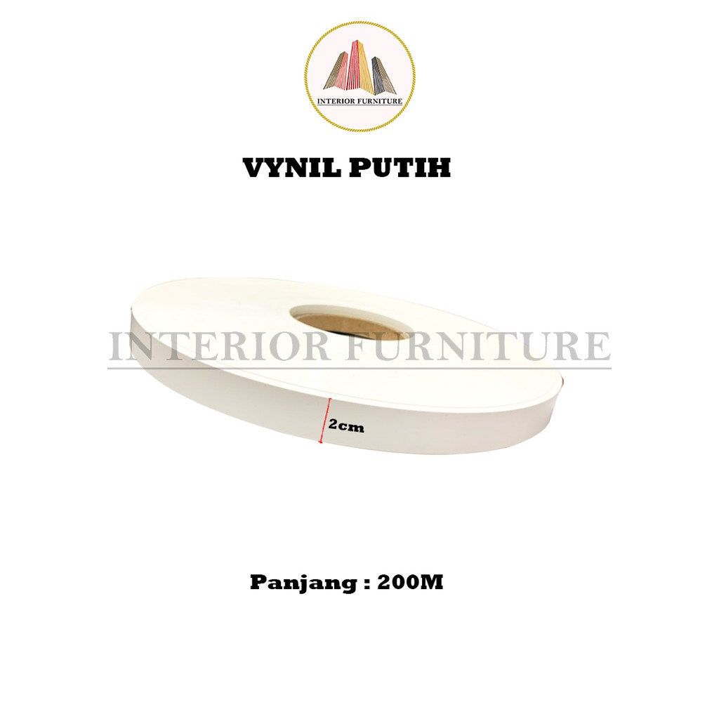 Vinyl Vinil Putih Dop Dof Edging Putih Plimir PVC Roll Edging Putih Vynil Dop Vinyl Vinil Putih Dof, Isi 1 Roll (200M)2 cm 2.5 cm 3 cm 4 cm 5 cm