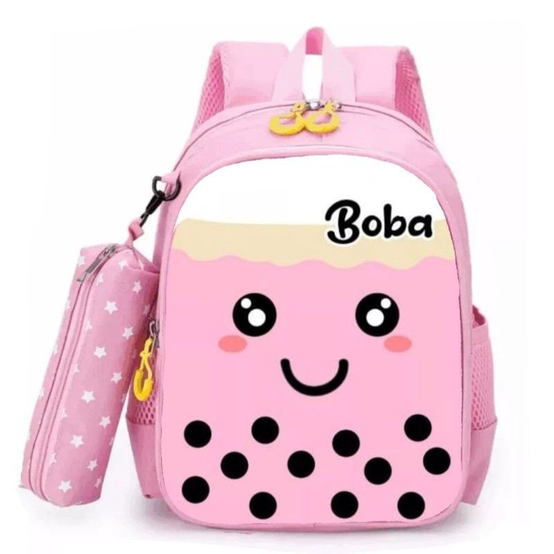 Tas Labubu anak  BOBA Tas Ransel Sekolah Anak Perempuan TK SD PAUD BONUS TEMPAT PENSIL Terbaru Lucu Kekinian