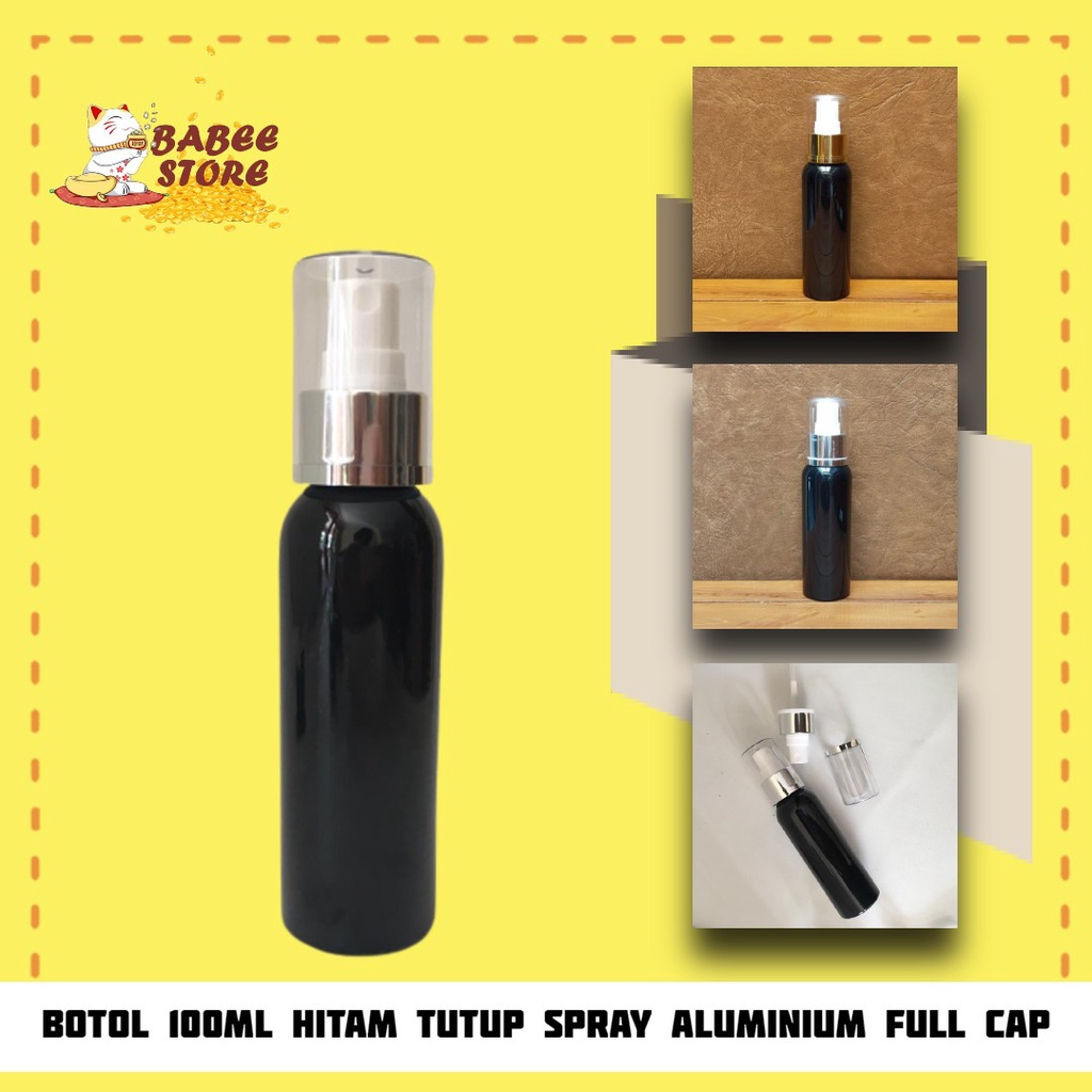 BOTOL PLASTIK 100ML HITAM SPRAY GOLD SILVER / BOTOL HITAM 100 ML / BOTOL KOSMETIK ISI ULANG