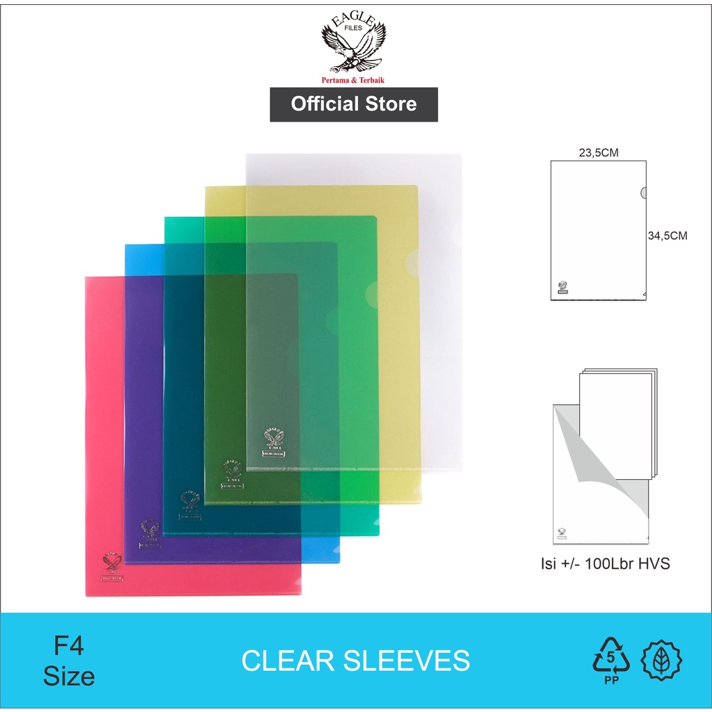 

Map L Bening / Map Plastik Transparan / Clear Sleeves EAGLE Folio / F4 12 Pcs/Pack