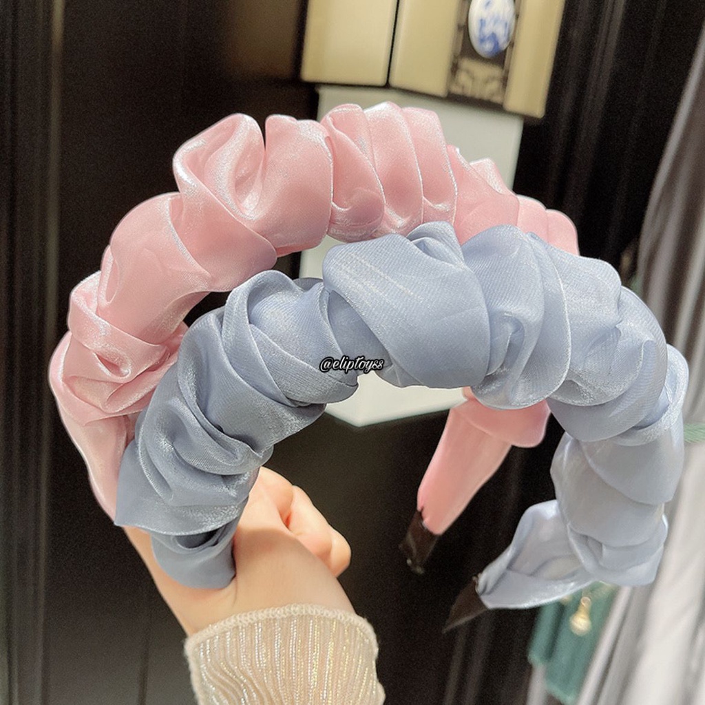 BANDO JUMBO ORGANZA SCRUNCHIE HEADBAND KOREA PREMIUM BERKUALITAS BEST SELLER