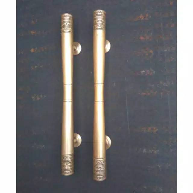 Handle Pintu Rumah Pagar Kuningan Antik Murah Motif Ukir Polos 60cm