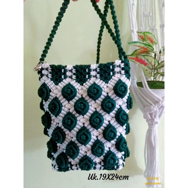 Tas Talikur motif mawar/christy macrame