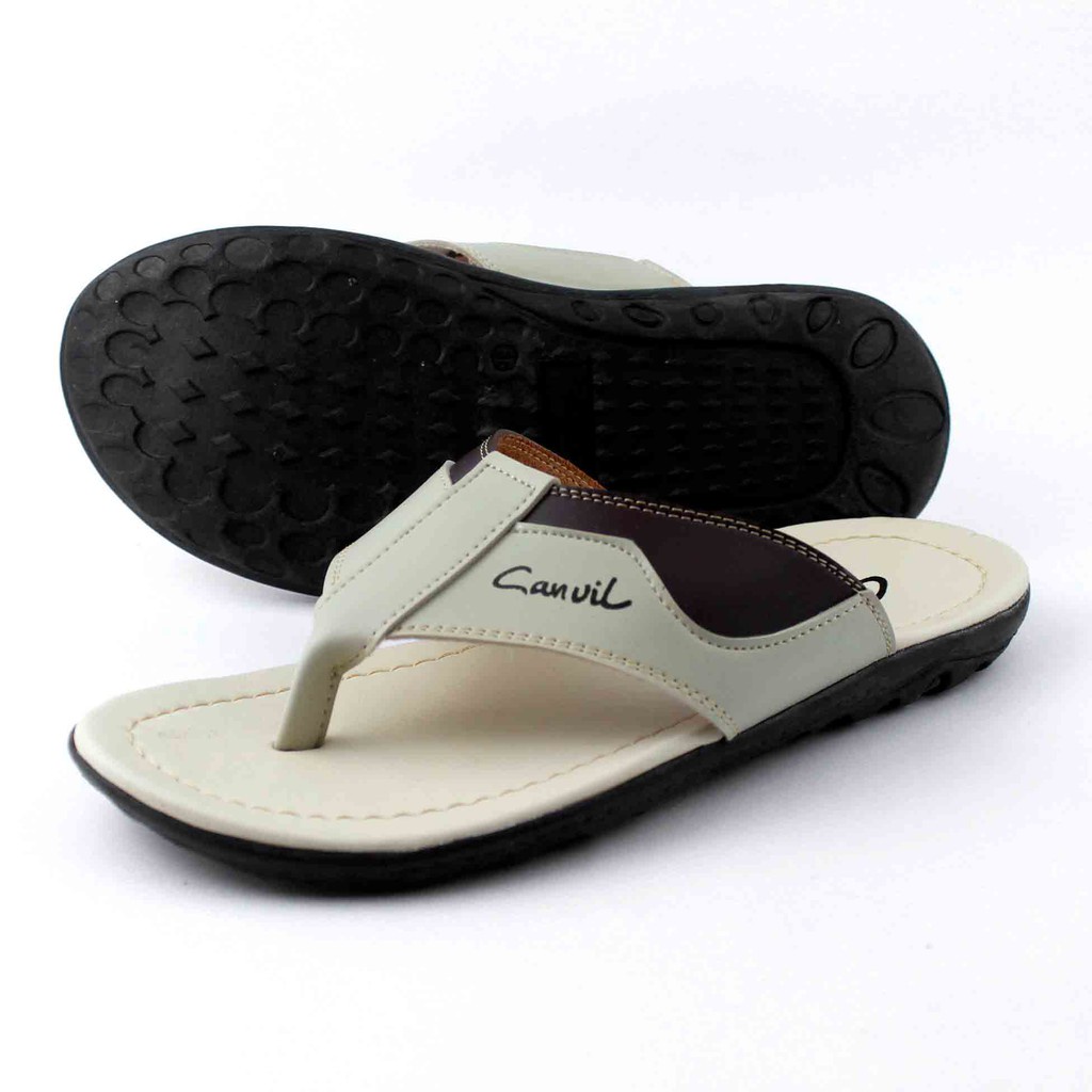 Sandal Jepit Kulit Canvil Pria Dewasa Sendal Kekinian Cowok Trendy