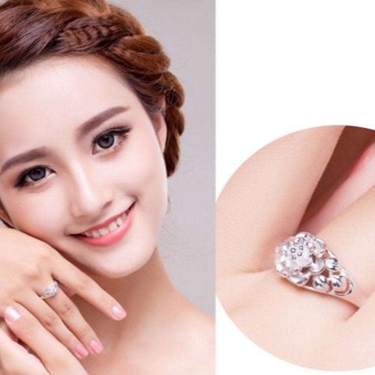 Cincin Model Terbuka Desain Bunga Plum Blossom Gaya Vintage Untuk Wanita