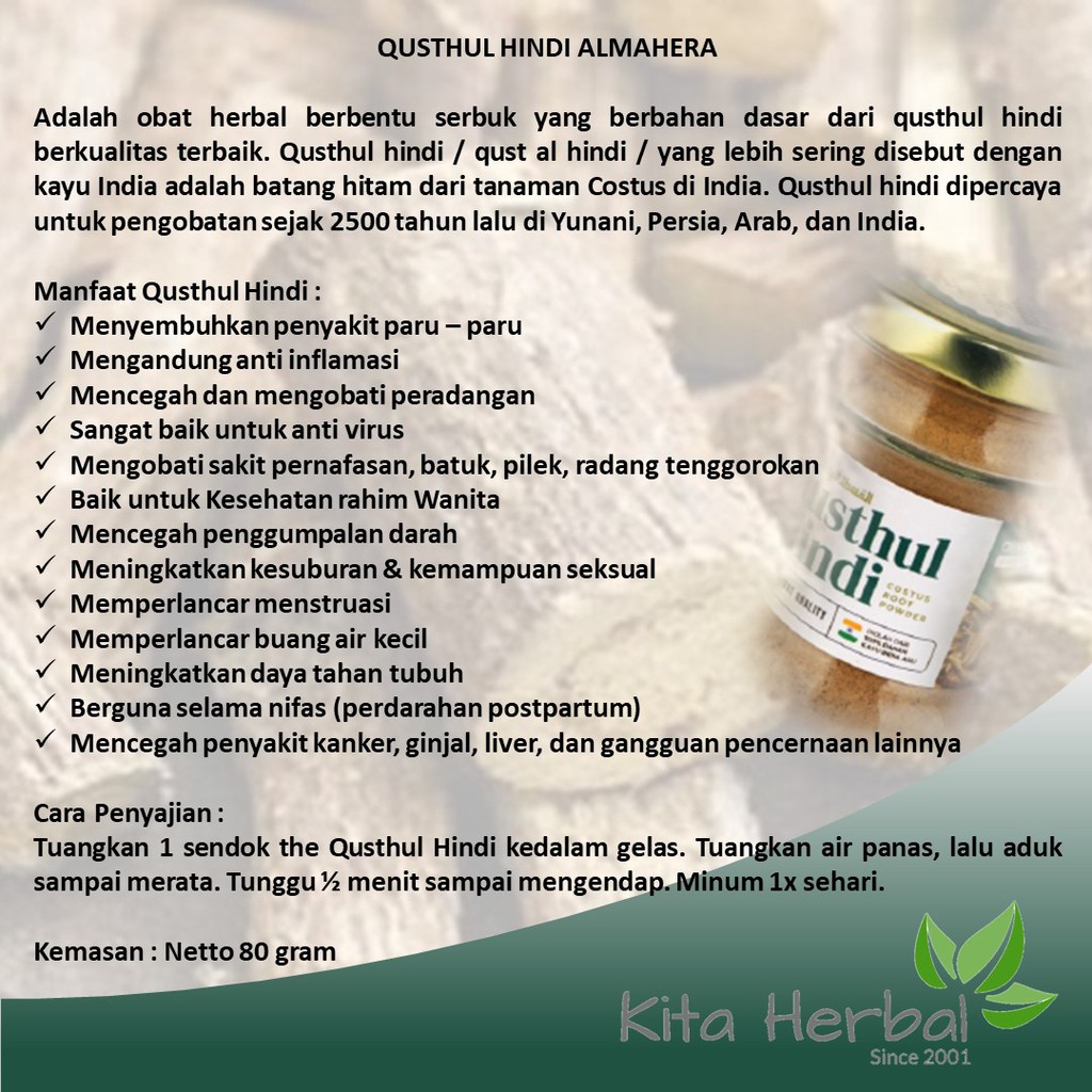 Yuk Simak Manfaat Obat Herbal Qusthul Hindi 