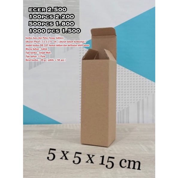 

kardus packing 5 x 5 x 15 cm untuk botol 100ml spray / fliptop