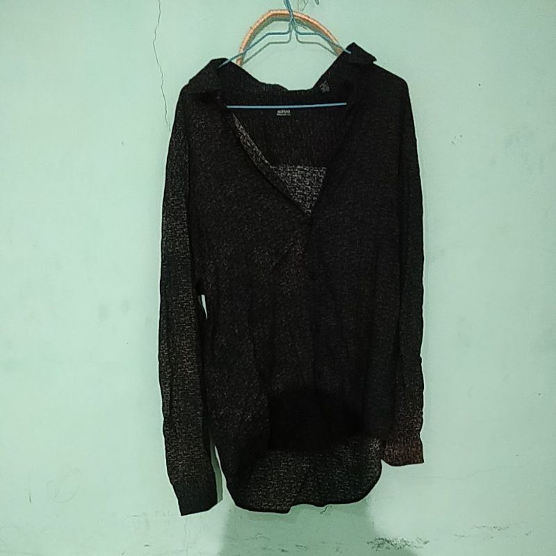 alfani preloved hitam kemeja size L pria laki
