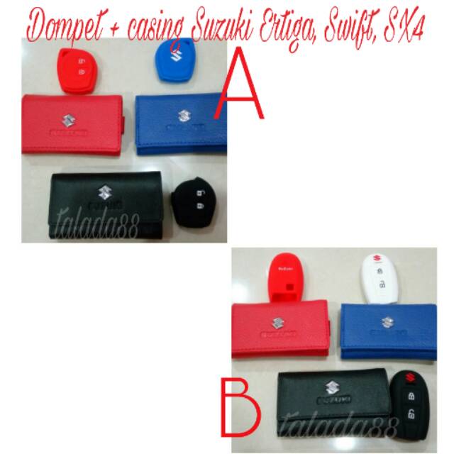 Paket dompet STNK mobil dan casing silikon remote Suzuki Ertiga, Swift, SX 4, APV