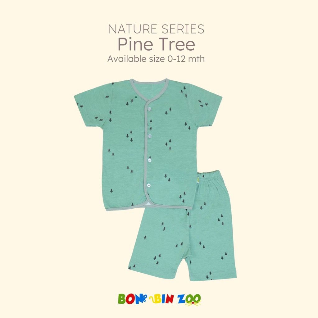 Bonbinzoo Setelan Baju Pendek Celana Pendek Nature Series 0-6 Bulan Baju Bayi Piyama Baby Newborn