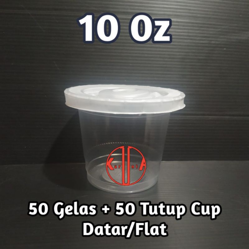 Gelas Plastik Cup 10 oz + Tutup (50pcs)