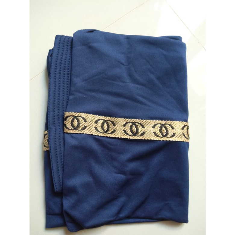 Jilbab instan Renda Channel Kerudung kekinian Bergo terbaru 2021 Hijab Dewasa syar'i-Navy