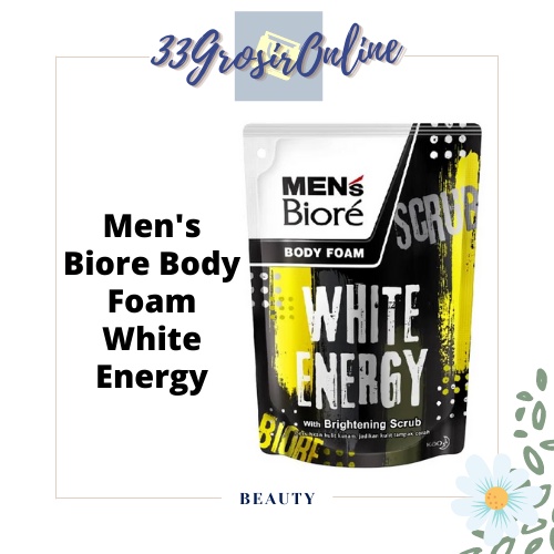 Men's Biore Body Foam White Energy Refill 250 ml / 450 ml / Sabun Cair / Kao
