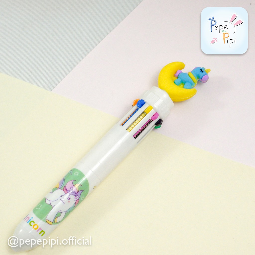 Pena Unicorn 10 Warna Pen Bolpen Pulpen Gelpen Karakter Murah Lucu