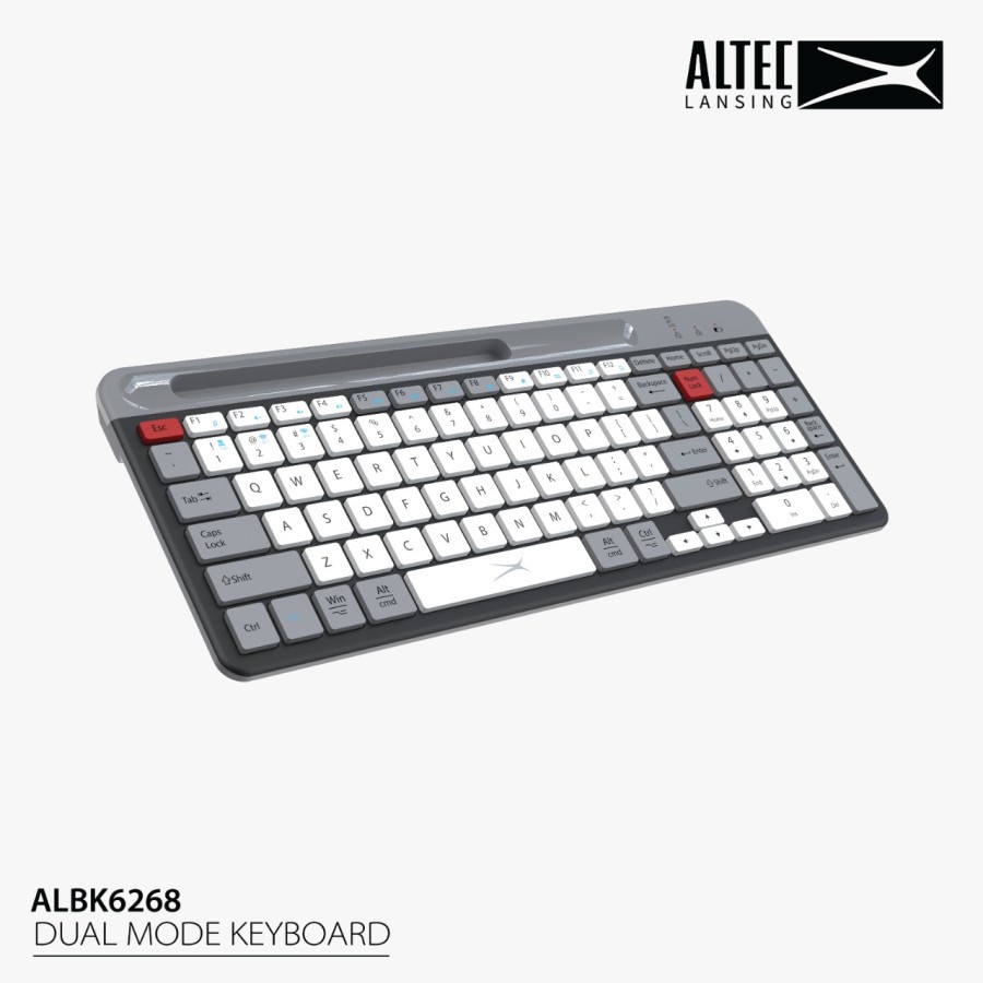 Altec Lansing Keyboard Dual Mode Wireless + Bluetooth ALBK6268 Phone Holder Rechargeable