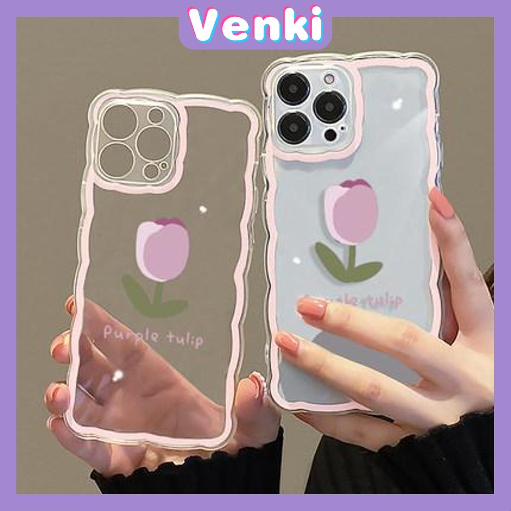 iPhone Case Silicone Soft Case Clear Case Wave Non-Slip Shockproof Camera Full Coverage Protection Purple Flower Tulip For iPhone 13 Pro Max iPhone 12 Pro Max iPhone 11 iPhone7Plus