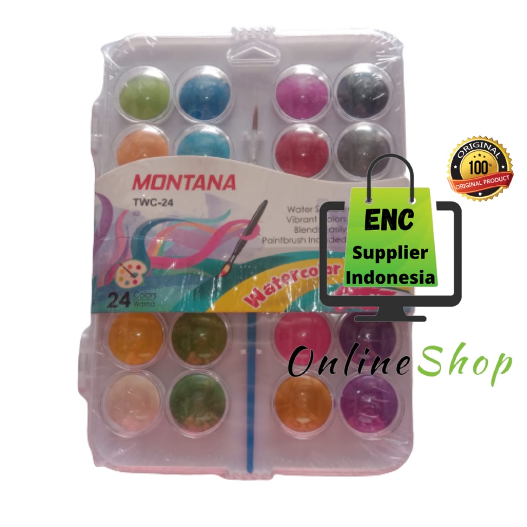 

1 set Cat air montana 24 warna water color cake TWC-24w montana per set - enc.sup