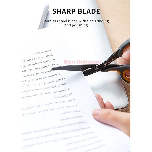 

kertas-pemotong- deli gunting anti lengket 175mm - soft handle scissors (e6027) -pemotong-kertas.