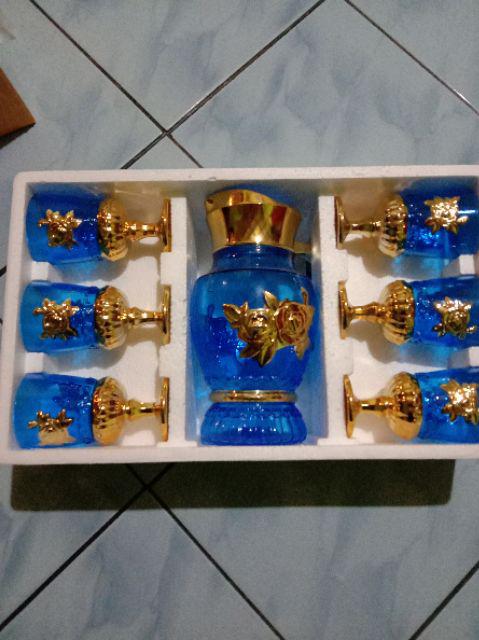 Teko Dan Gelas - Teko Air Zam Zam Kaca Glass - Oleh Oleh Haji Dan Umroh