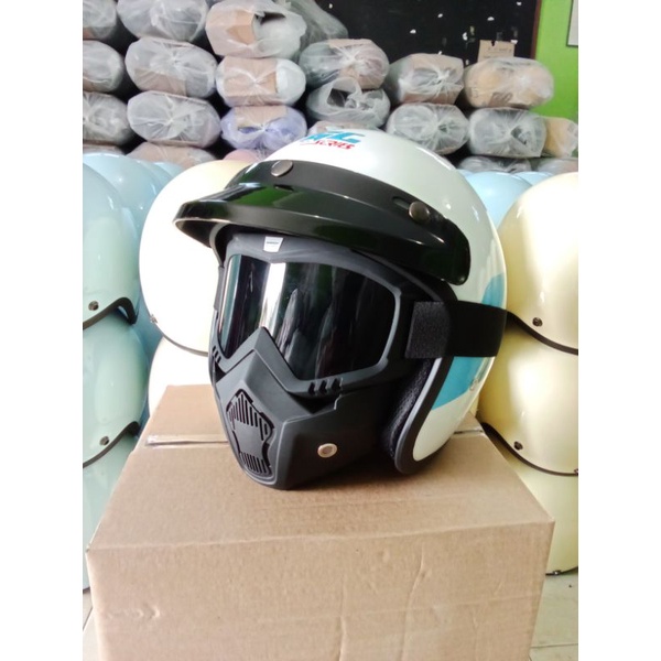 (bisa COD) HELM REPRO GL SERIES FUL LEHER GOGLE MASK SNI