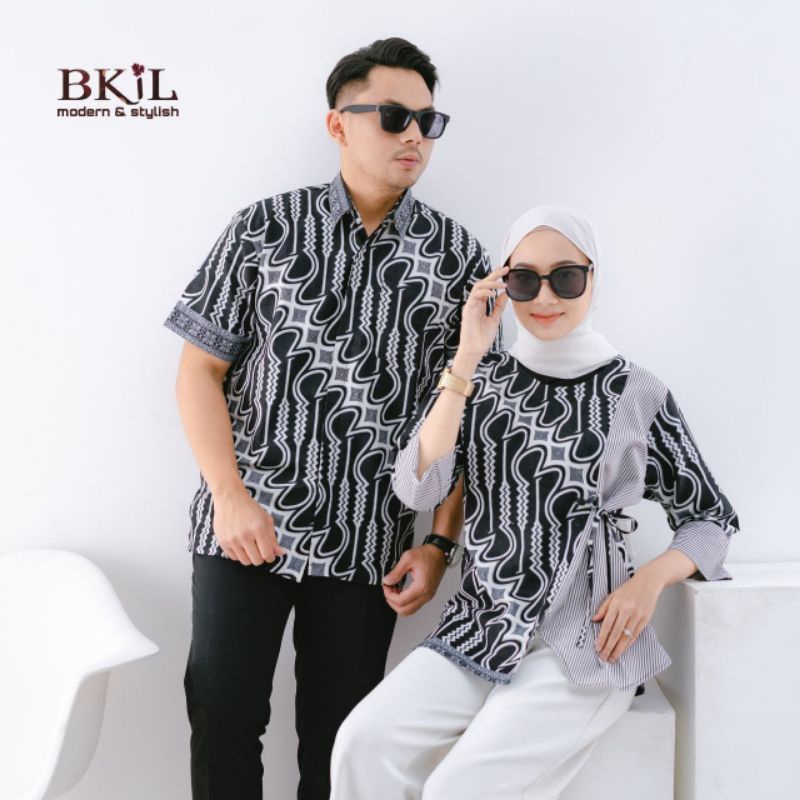 Baju Batik Couple Modern Lengan 3/4 Motif Seno