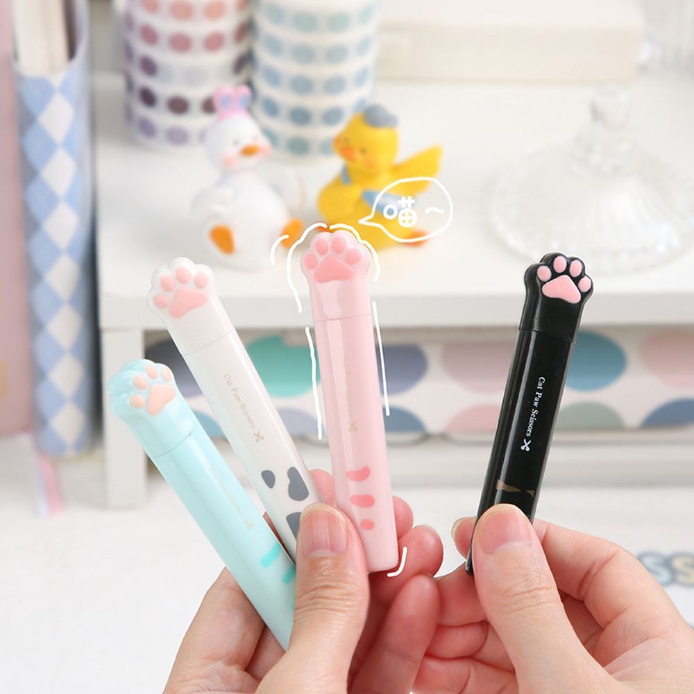 AUGUSTINA Cute Cat Paw Scissors Office Folding Design Hand Scissors Mini Girl Gift Kawaii Stationery Multifunctional Novelty Stainless Steel/Multicolor