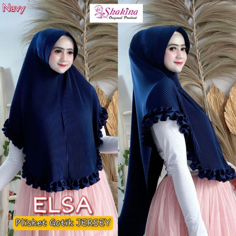 Jilbab Maryam Plisket Elsa Rempel Simpel Original Shakina-Navy