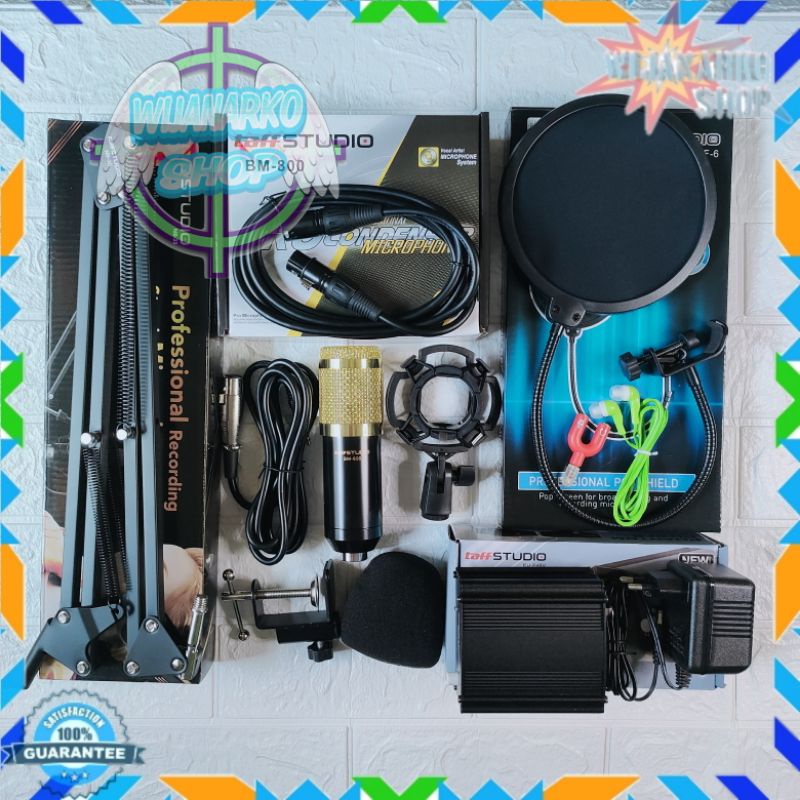 PAKET REKAMAN LENGKAP [1] BM800 + PHANTOM POWER STAND POP FILTER