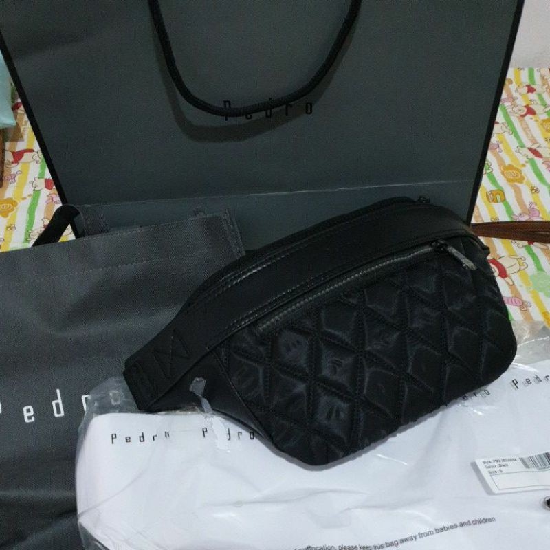pedro sling bag for man black new with box ori counter ex kado tas pria formal waist tote casual