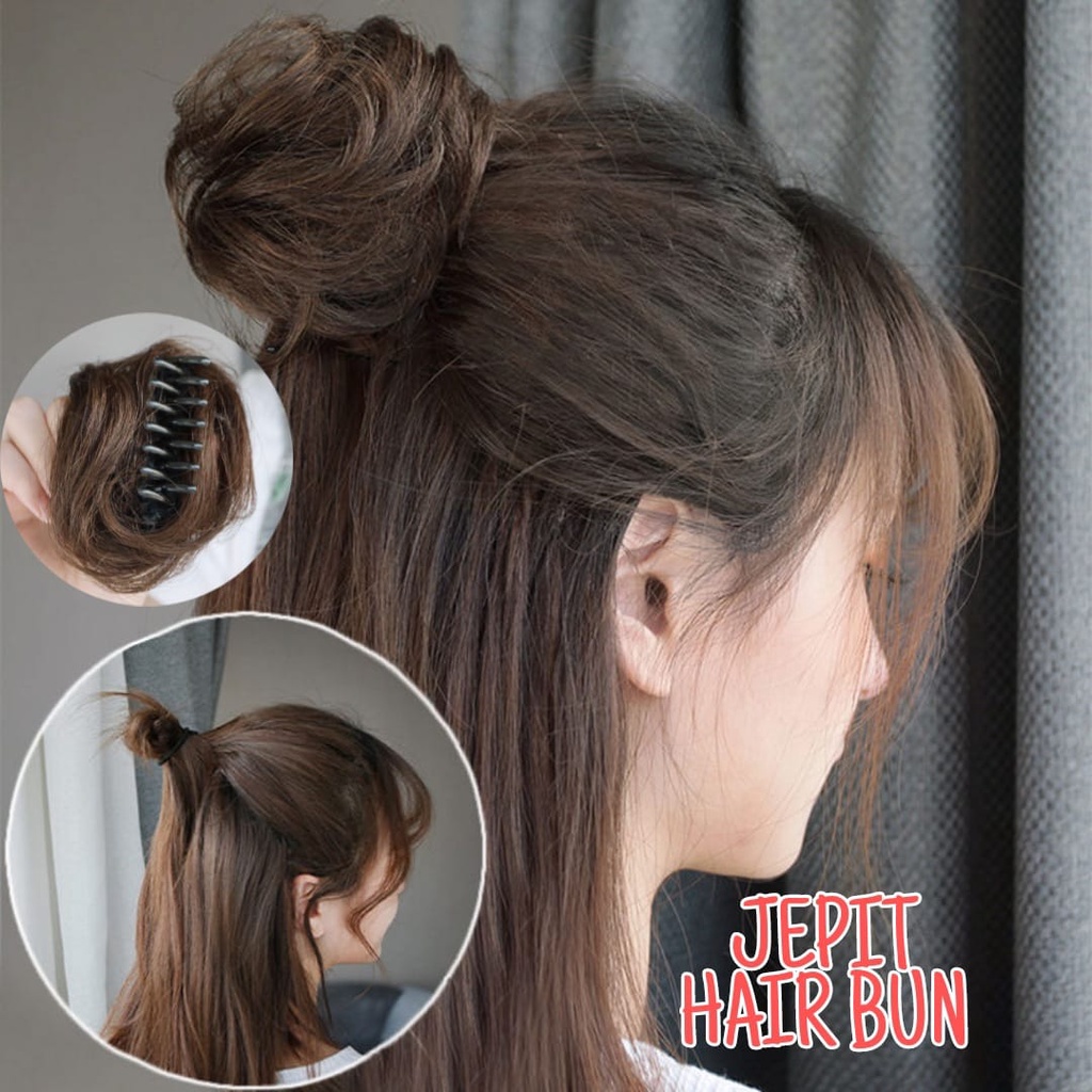 JEPIT HAIR BUN ALA KOREA JEPIT RAMBUT CEPOL IMPOR RAMBUT PALSU WIG KONDE AKSESORIS FASHION WANITA