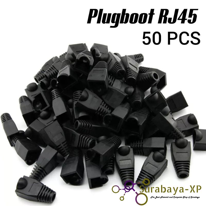 Karet Pelindung 50 Pcs Sarung Konektor RJ45 CAT5E CAT6 Plugboot plug boot Warna Hitam