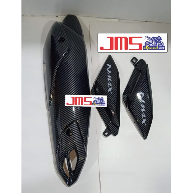 cover tutup carbon knalpot plus pijakan bodi kiri kanan yamaha nmax new zoro pnp