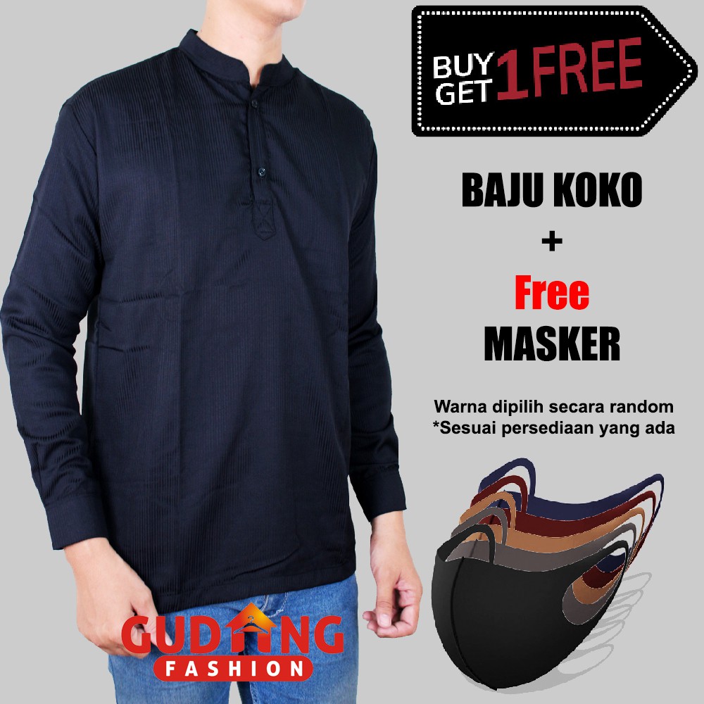 Atasan Muslim Pria Baju Koko Dewasa Terbaru Plus Free Masker