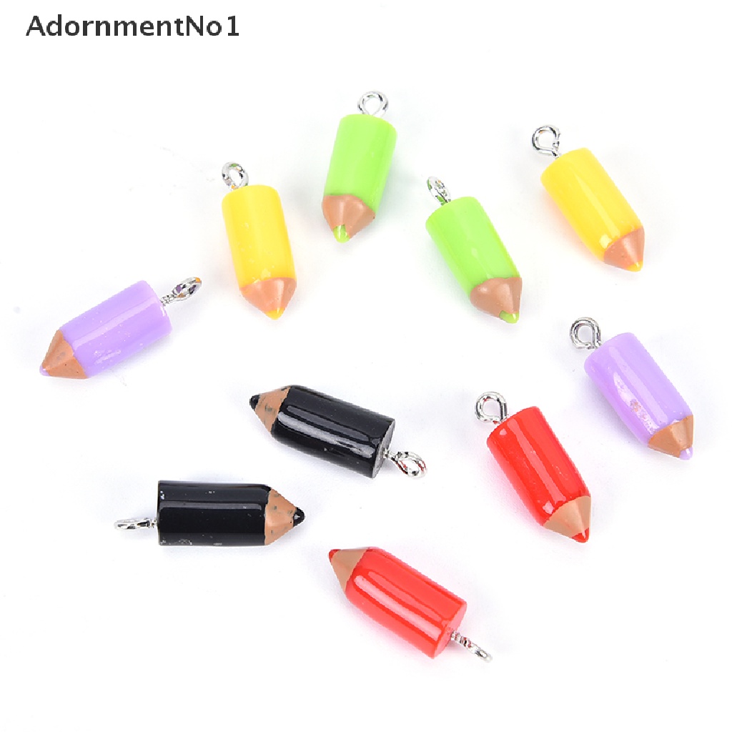 (AdornmentNo1) 10pcs / Set Liontin Bentuk Pensil Warna Campur Untuk Gantungan Kunci / Perhiasan DIY