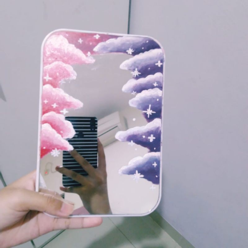 mirror painting | painted mirror | cermin lukis [ aesthetic cloud ]