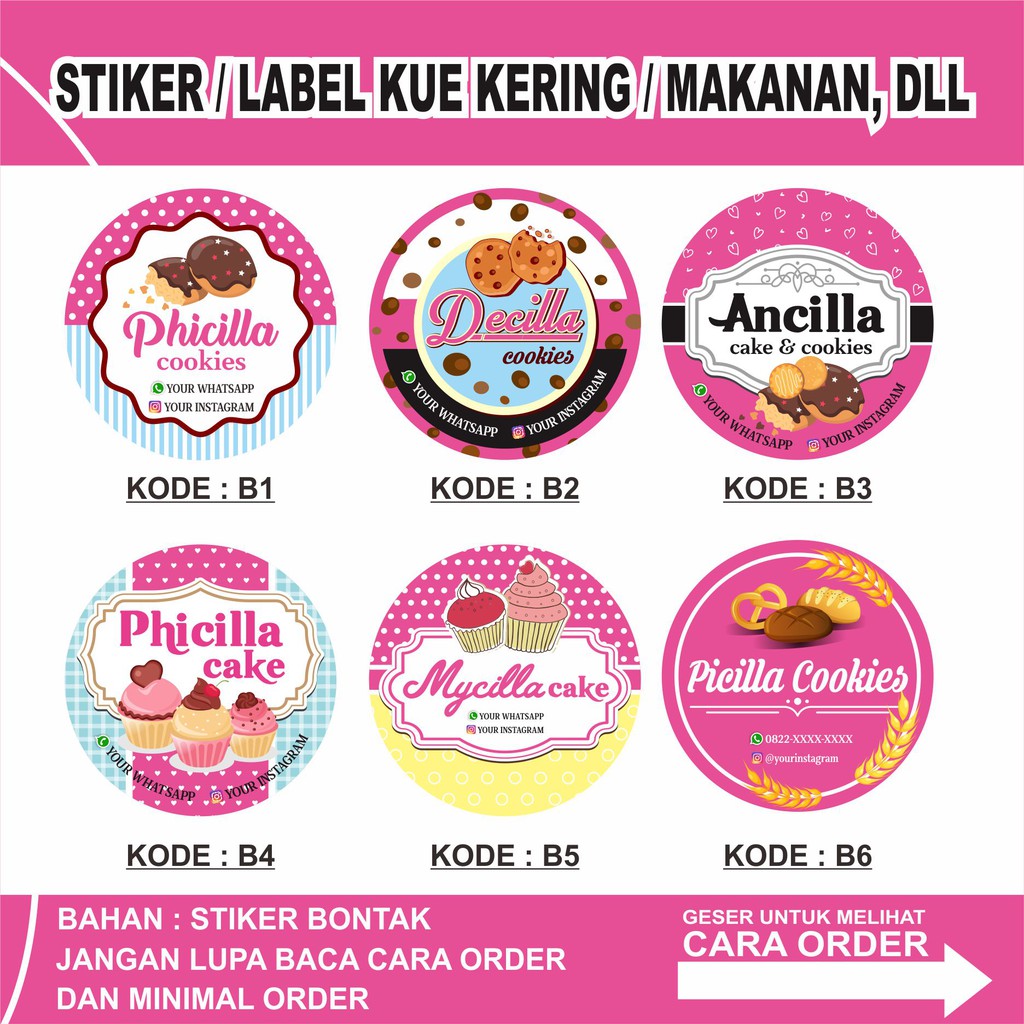 Jual Stiker Kue Kering Bakery Olshop Stiker Makanan Stiker Label