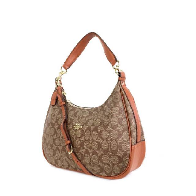 COACH Harley Hobo in Signature east/west coklat canvas original authentic asli tas bag