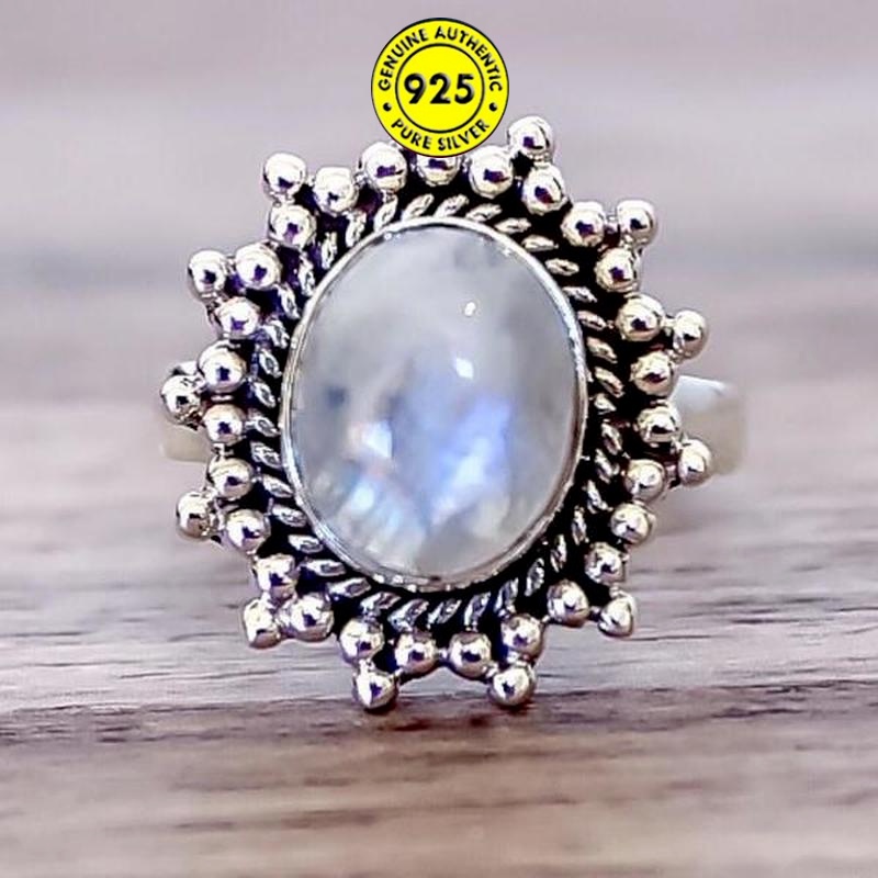 Cincin Silver 925 Dengan Batu Moonstone Untuk Wanita