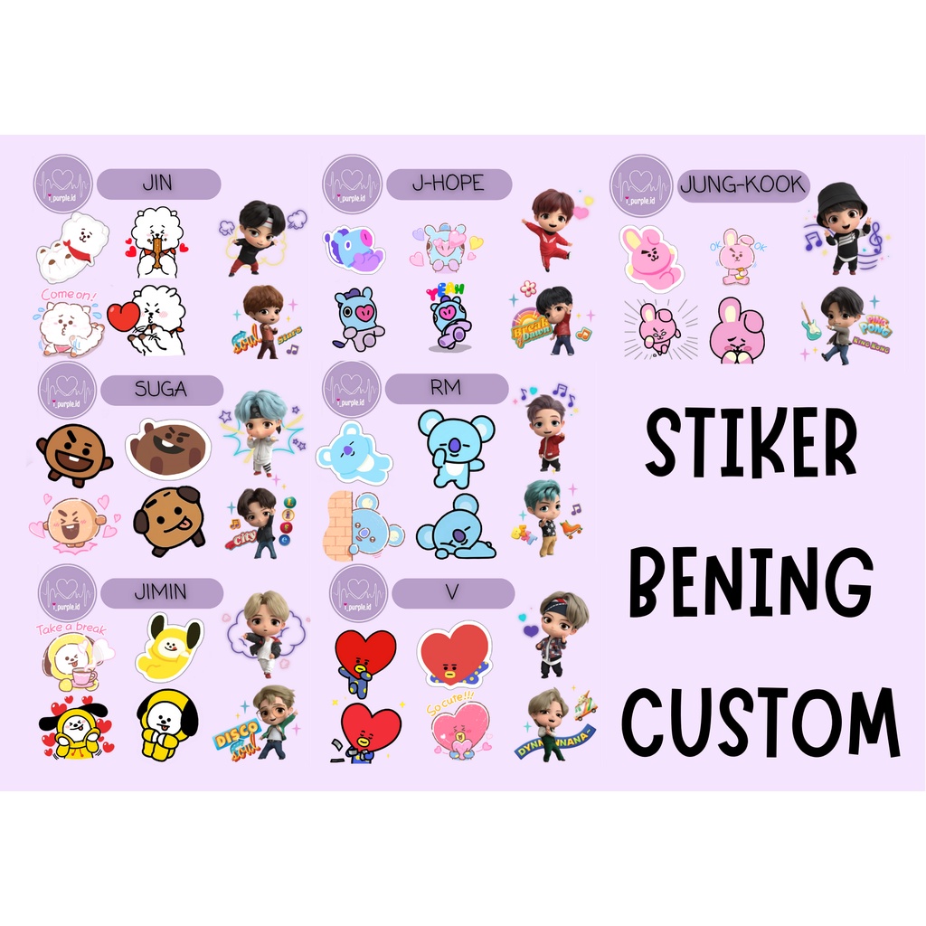 

Sticker Transparan BTS / Stiker Bening TINYTAN/ Sticker Vinyl BT21/ Stiker Custom